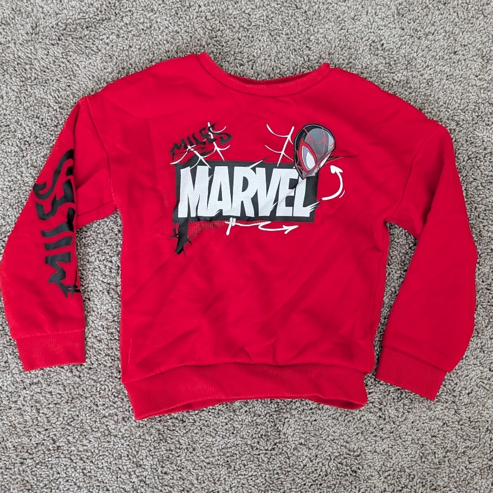 Primark Marvel Boys Red Spider-Man Miles Morales Sweatshirt Size 6-7 Years